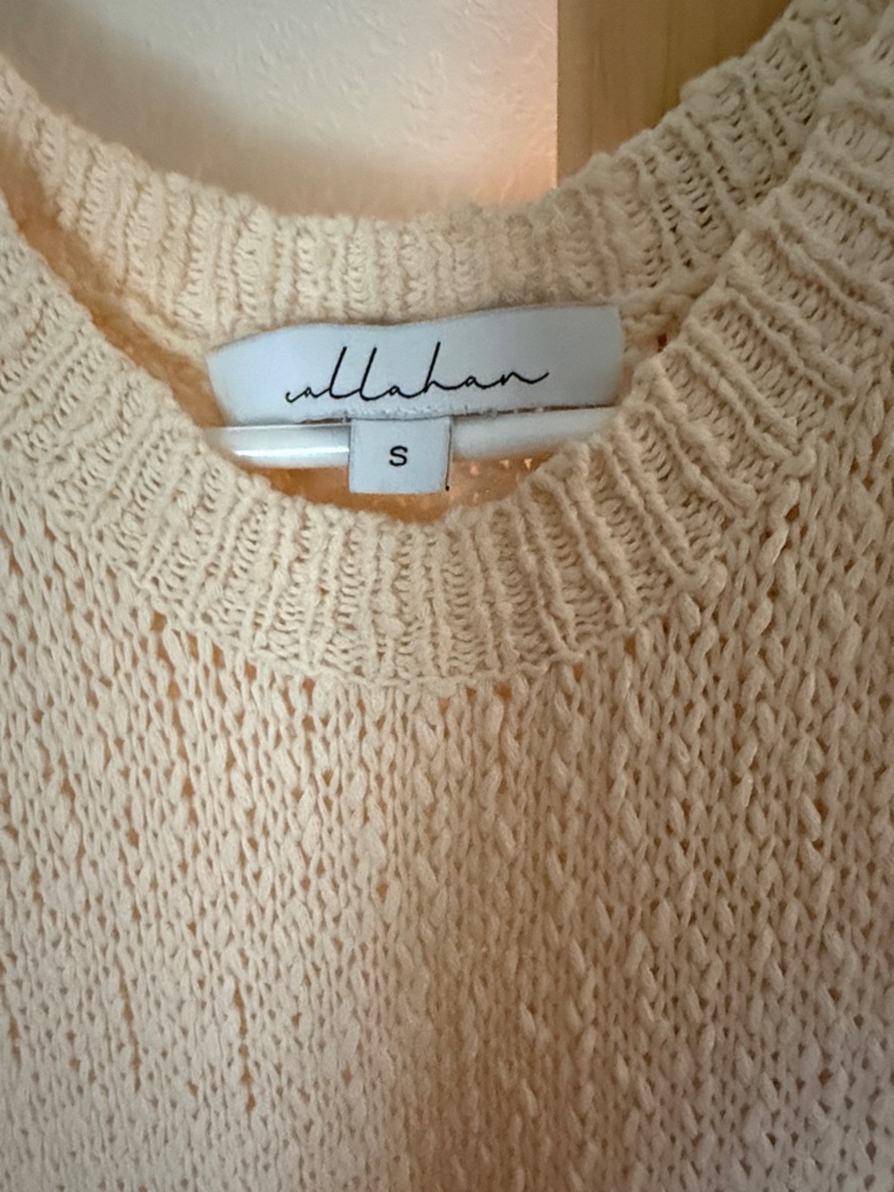 Anthropologie (Callahan) Cream Open-Knit Women's Sweater Dress- Small